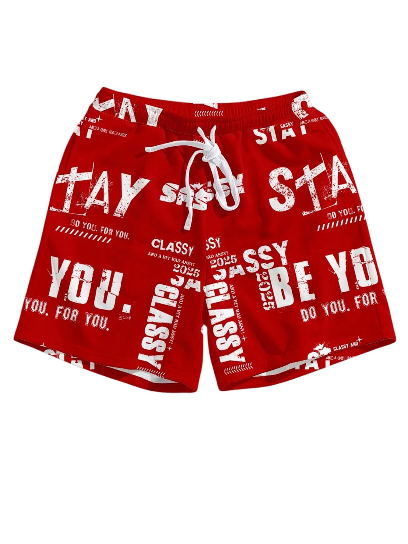 SHENHE Men's Y2K Letter Graphic Track Shorts Drawstring Basketball Shorts with Pockets