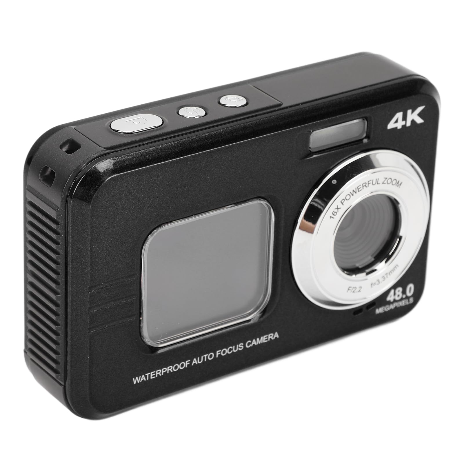 Cámara subacuática 4K de con 48 MP automático, pantalla, agua de 11 pies para esnórquel y emocionante al aire libre S (negro)