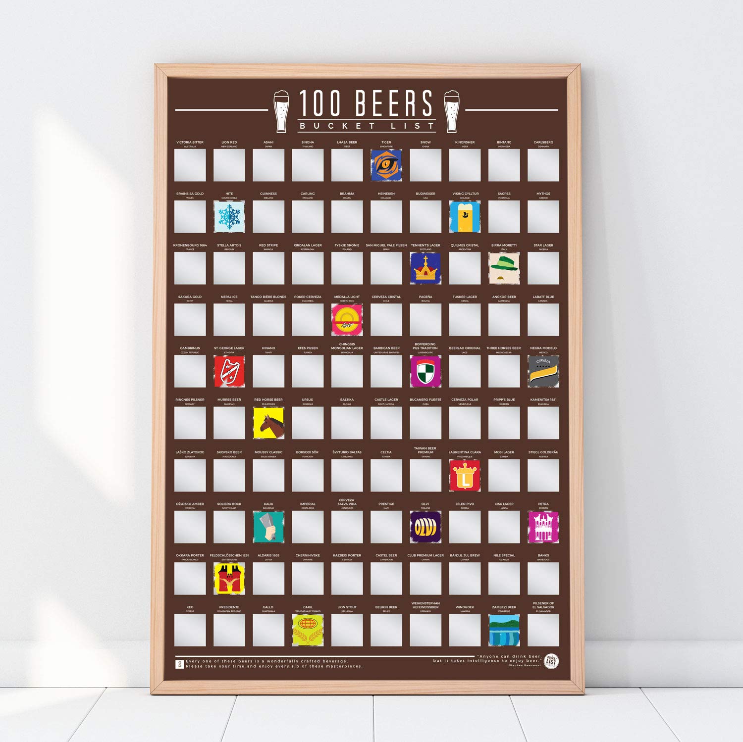 100 Beers Bucket List - Scratch off Poster