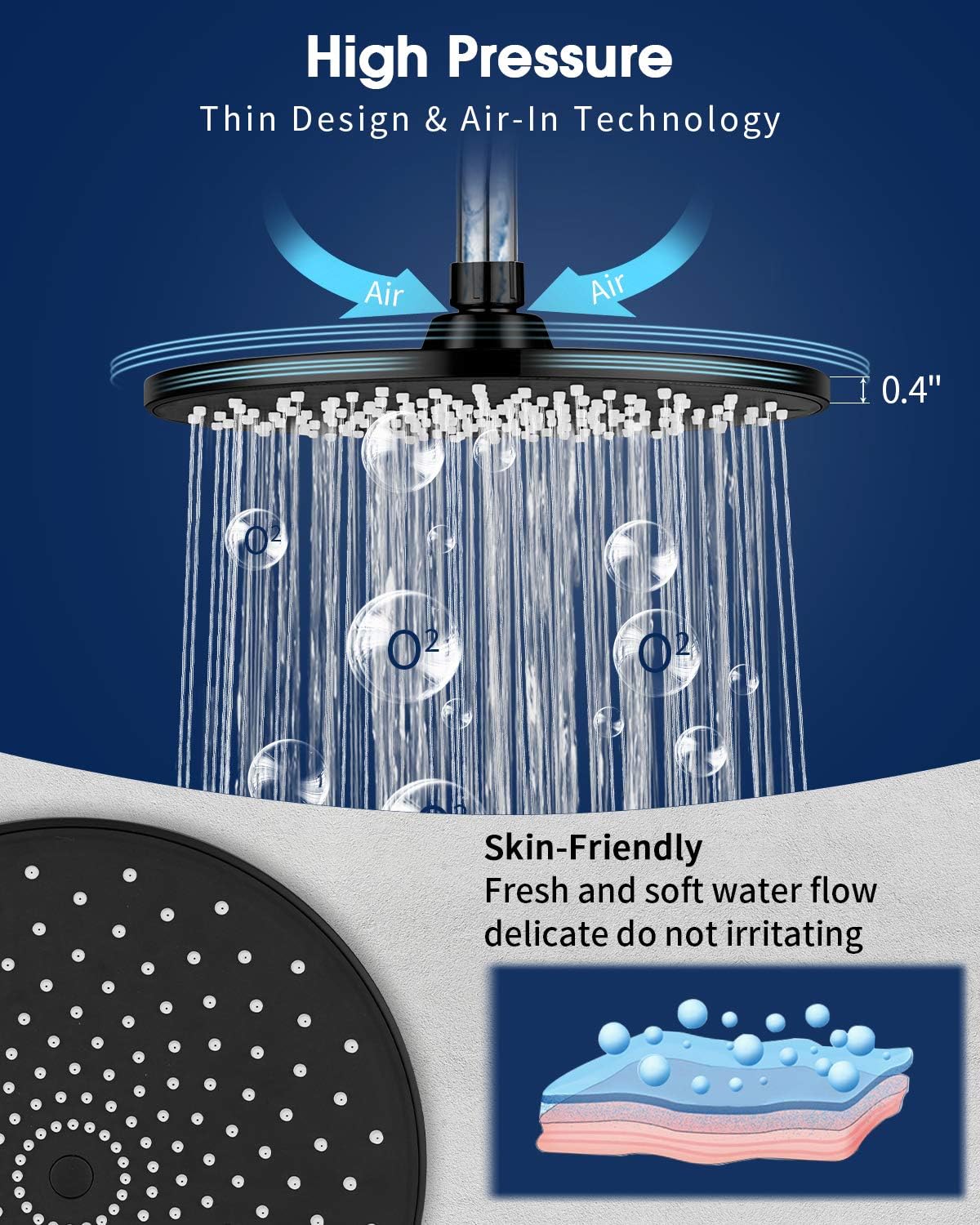 Rain Shower Head High Prure Showerhead - Tool Free