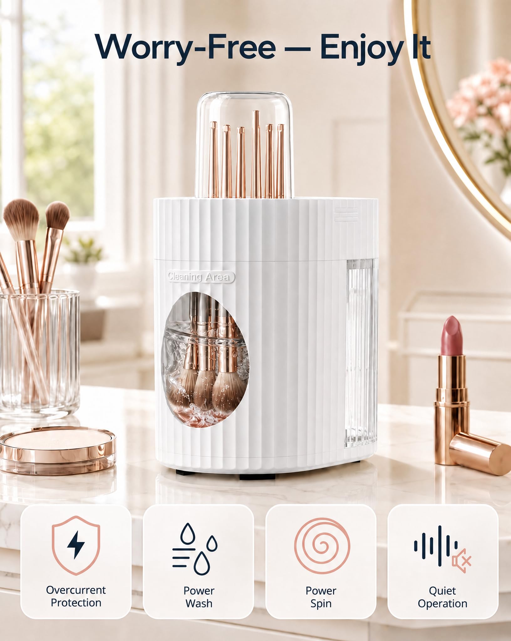 Nettoyeur & Sècheur Pinceaux de Maquillage électrique 3 en 1, Appareil de Nettoyage Automatique USB, Portable