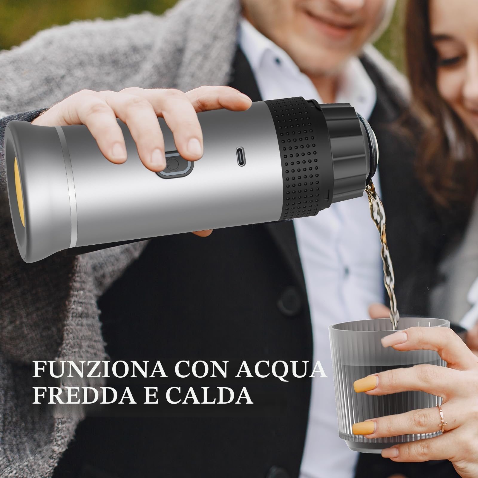 Vunzo Macina Caffe' Elettrico Portatile Macchina caffè capsule auto-riscaldamento con USB-C, Macchina Da Caffè Portatile Capsule, Caffettiera Portatile, Caffettiera da Viaggio Per il Campeggio