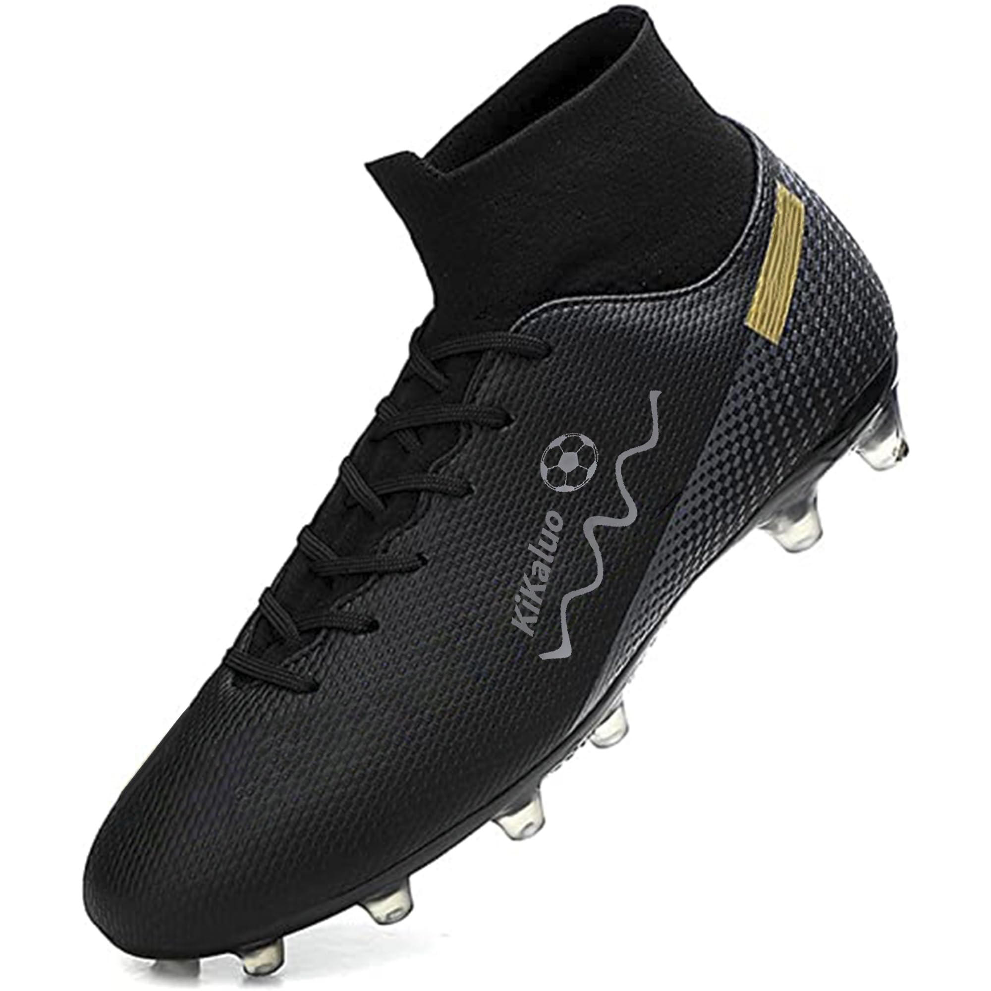 Kikaluo Men's Soccer Shoes Football Cleats High-Tops Lace-Up Non-Slip Spikes Athletic Baseball Sneaker