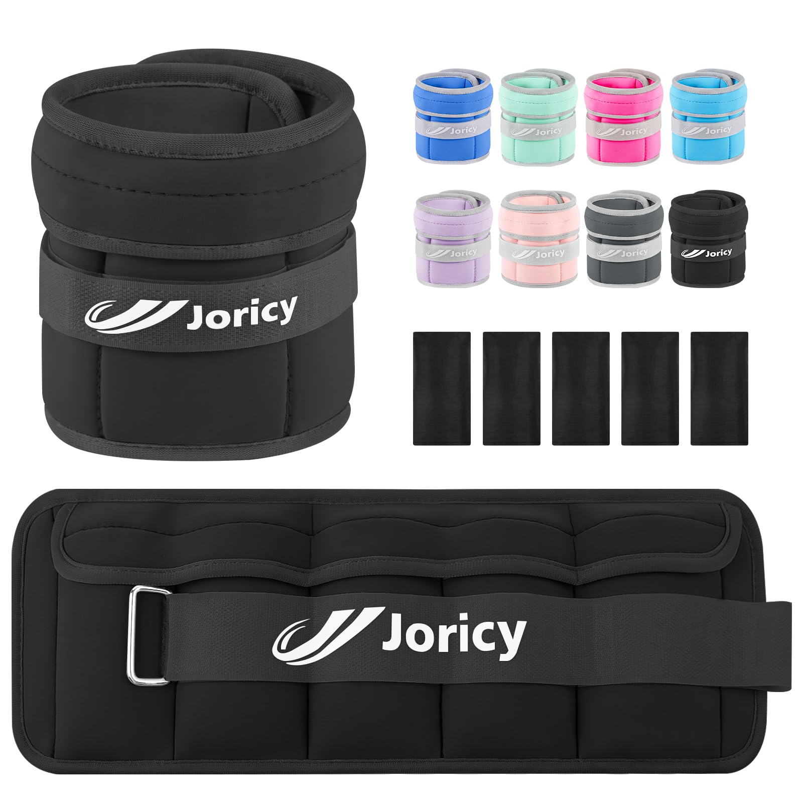 JORICY Peso Caviglia, Pesi per Caviglie, Pesi Regolabili da 2 3 4 5 6 7 8 10 kg 1 Paio Cavigliere Pesi per Fitness, Jogging, Esercizio Fisico, Passeggiate, Ginnastica, Aerobica, Palestra