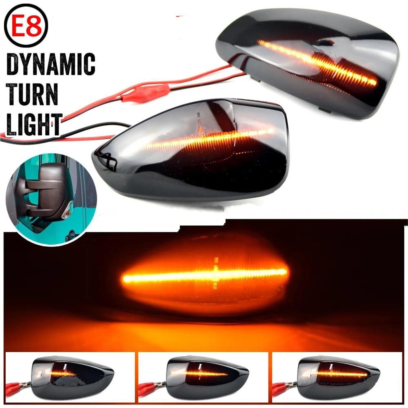 Per Opel Per Movano 2010 2011 2012 2013 2014 2015 2016 2017 2018 2019 2020 2021 Luce di direzione dinamica a LED per specchietto laterale freccia auto Indicatori
