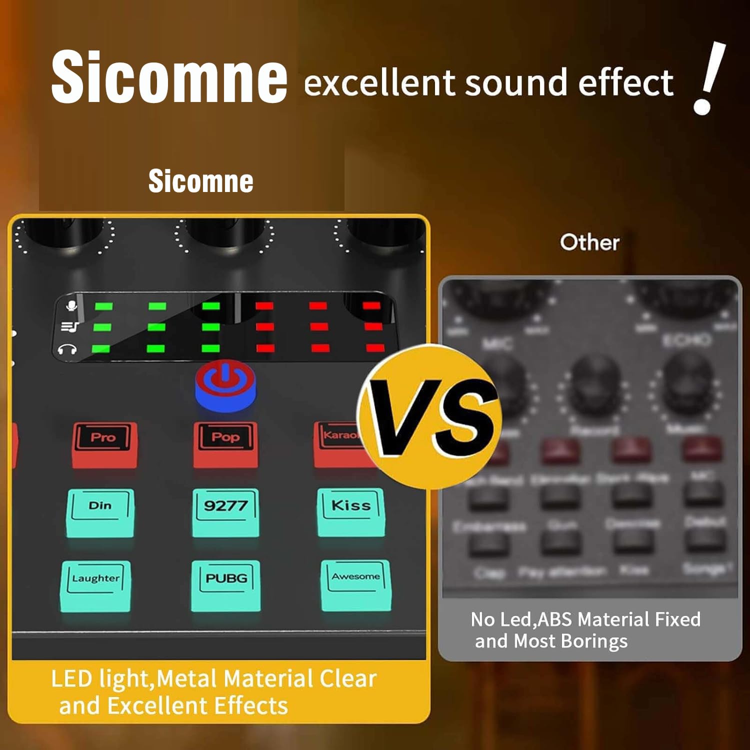 Sicomne Micro Gaming Card Audio Karaoke Mixer DJ Set, Interfaccia Audio Mixer Microfono a condensatore Bluetooth Streaming