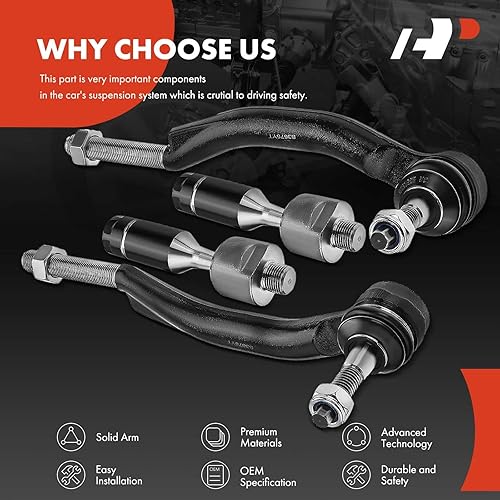 Miniatura 7 de A-Premium Juego de 4 barras de acoplamiento frontal interior y exterior, compatible con Chevrolet Trailblazer, SSR, GMC Envoy XL, Envoy XUV, Buick