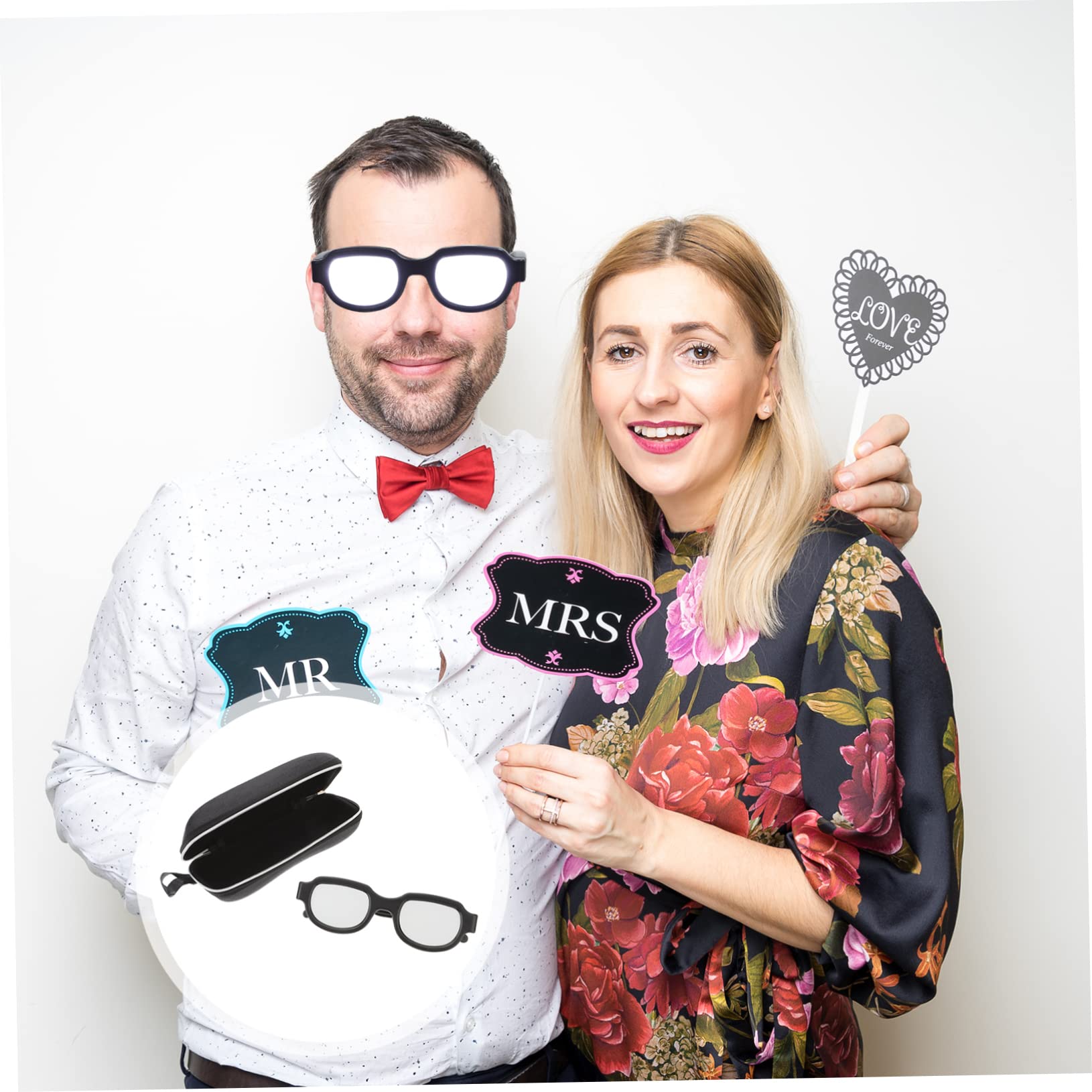 Healvian Gafas Luminosas LED USB de Plástico Negras para Fiesta