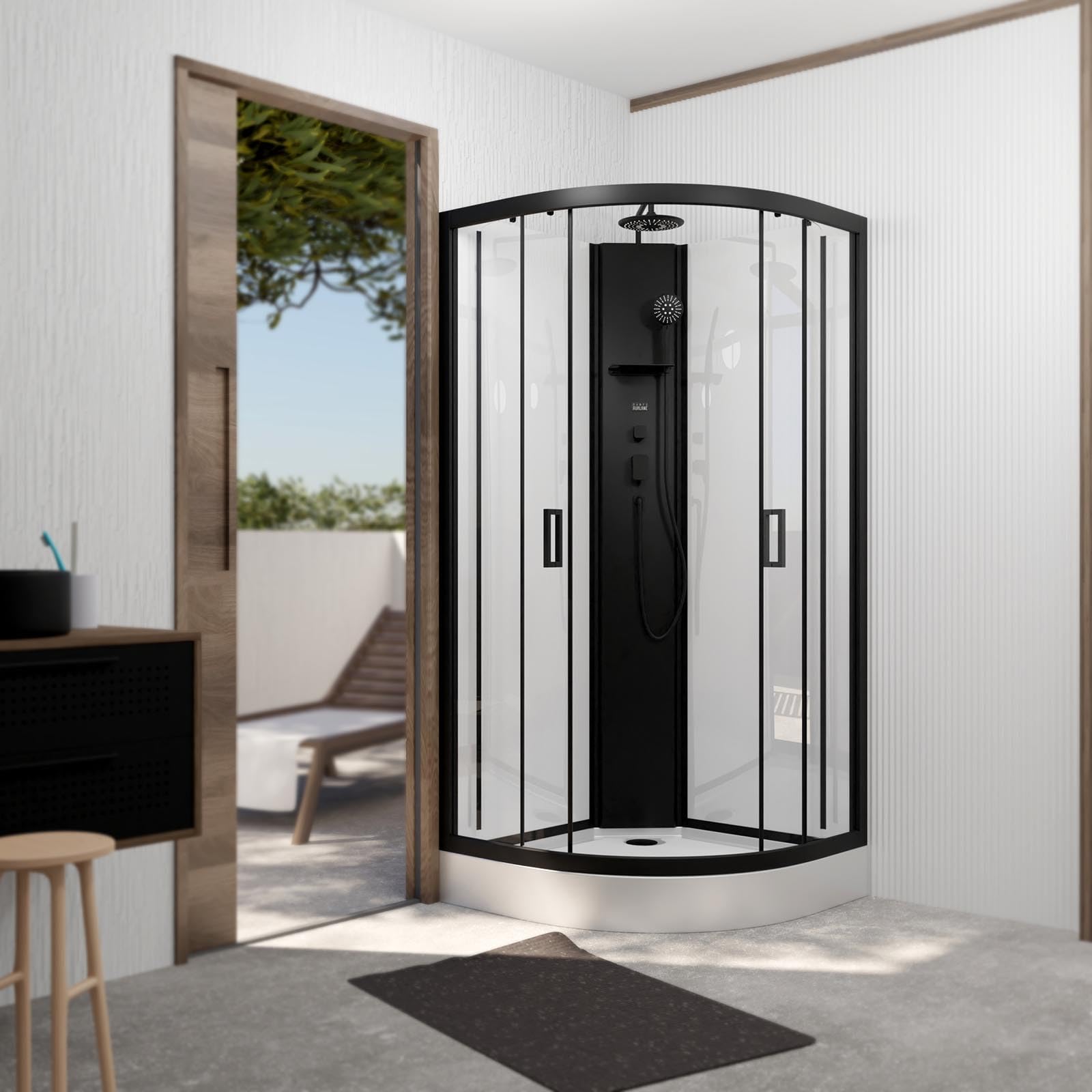 Aurlane LIFT UP 3 Shower Cabin hydro column close-up