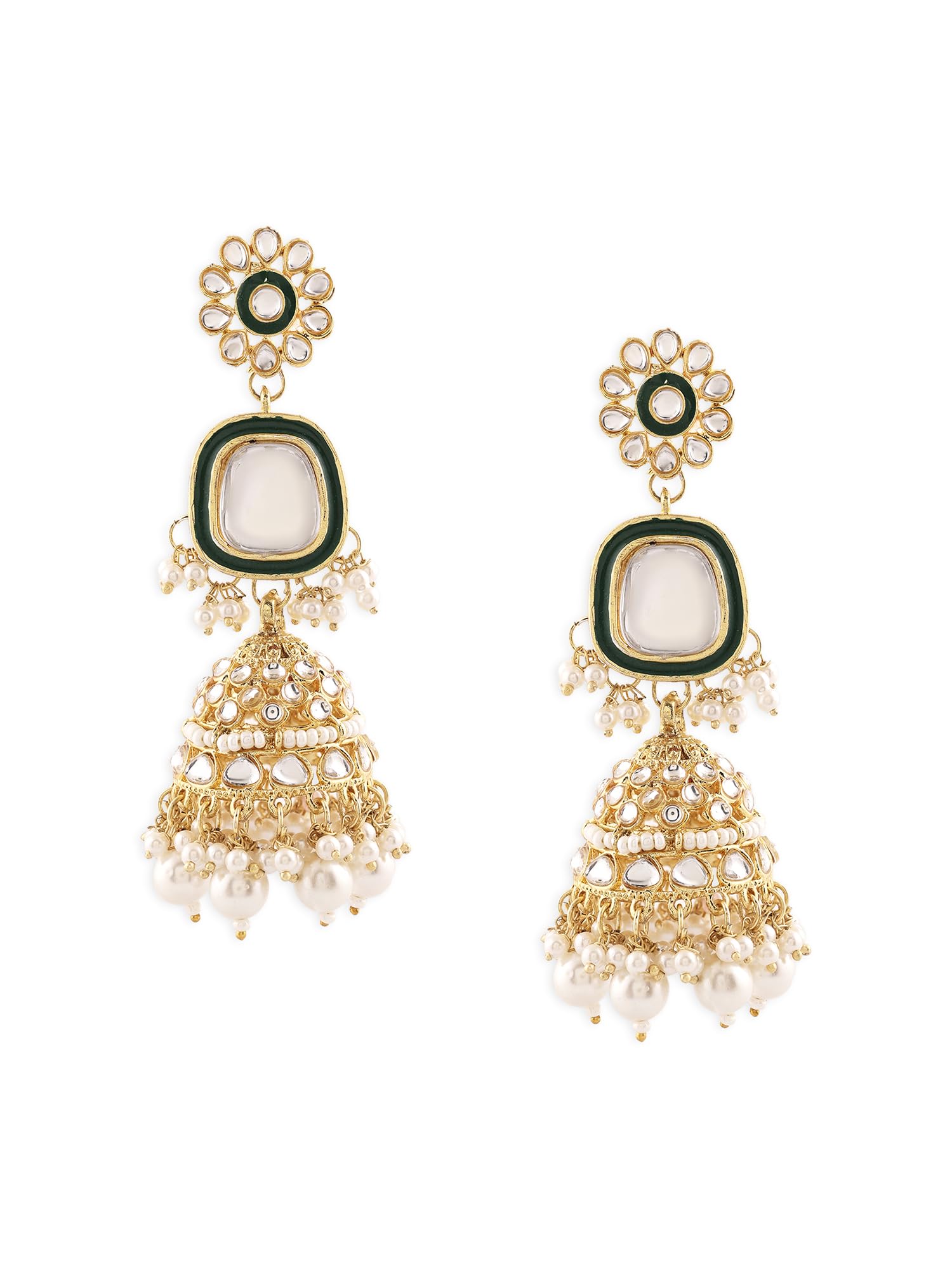 Zaveri Pearls Gold Tone Beaded Kundan Ethnic Jhumkas Earring For Women-ZPFK16589 (B0CKHZQ7JZ) Amazon Price History, Amazon Price Tracker