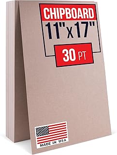 Premium 80-Pack 11"x17" 30pt Thick Brown Kraft Chipboard Sheets (Made in USA)
