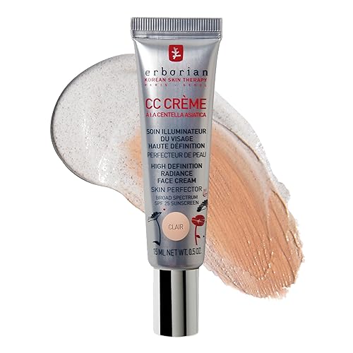 Erborian CC Cream corrección de color SPF 25, maquillaje híbrido de cuidado de la piel coreana que unifica el tono, hidrata, ligero, difumina la