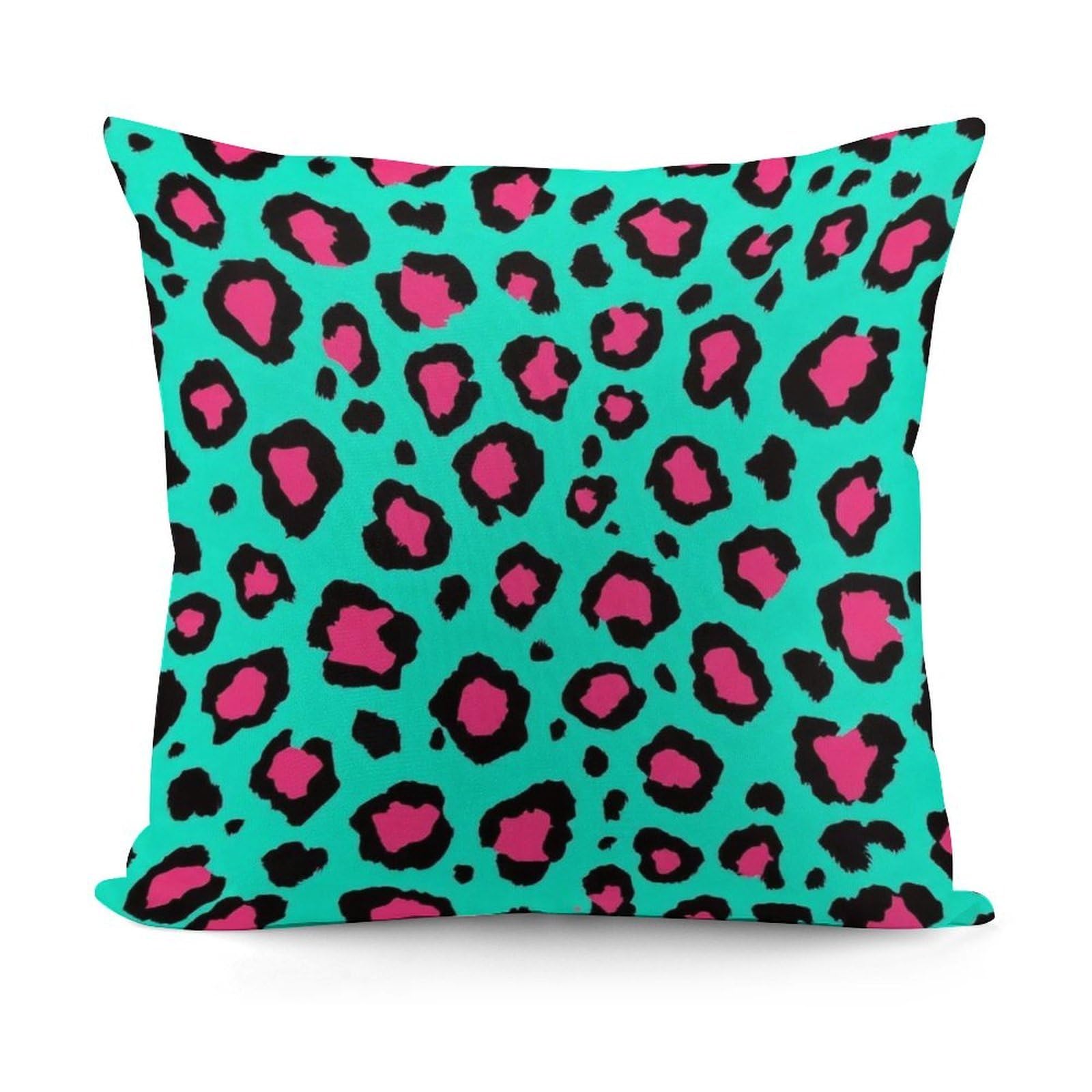 Smazdfxx Picture(401) Fashion Softffy Pattern Decorative Cheetah Turquoise Mint Green Leopard Print Pillow Covers For Sofa, Couch, Living Room