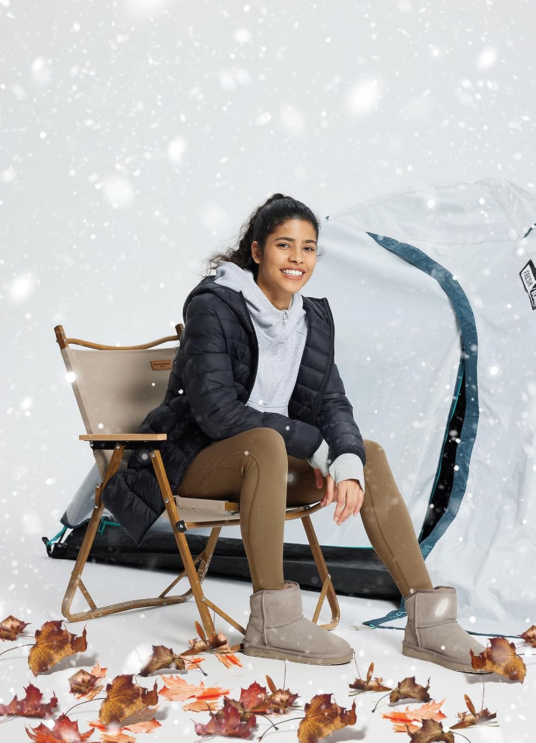 baleaf Women's Fleece Lined Leggings Water Resistant High Waisted Thermal Warm Winter Tights Ski Hiking Pants with Pockets - Image 2