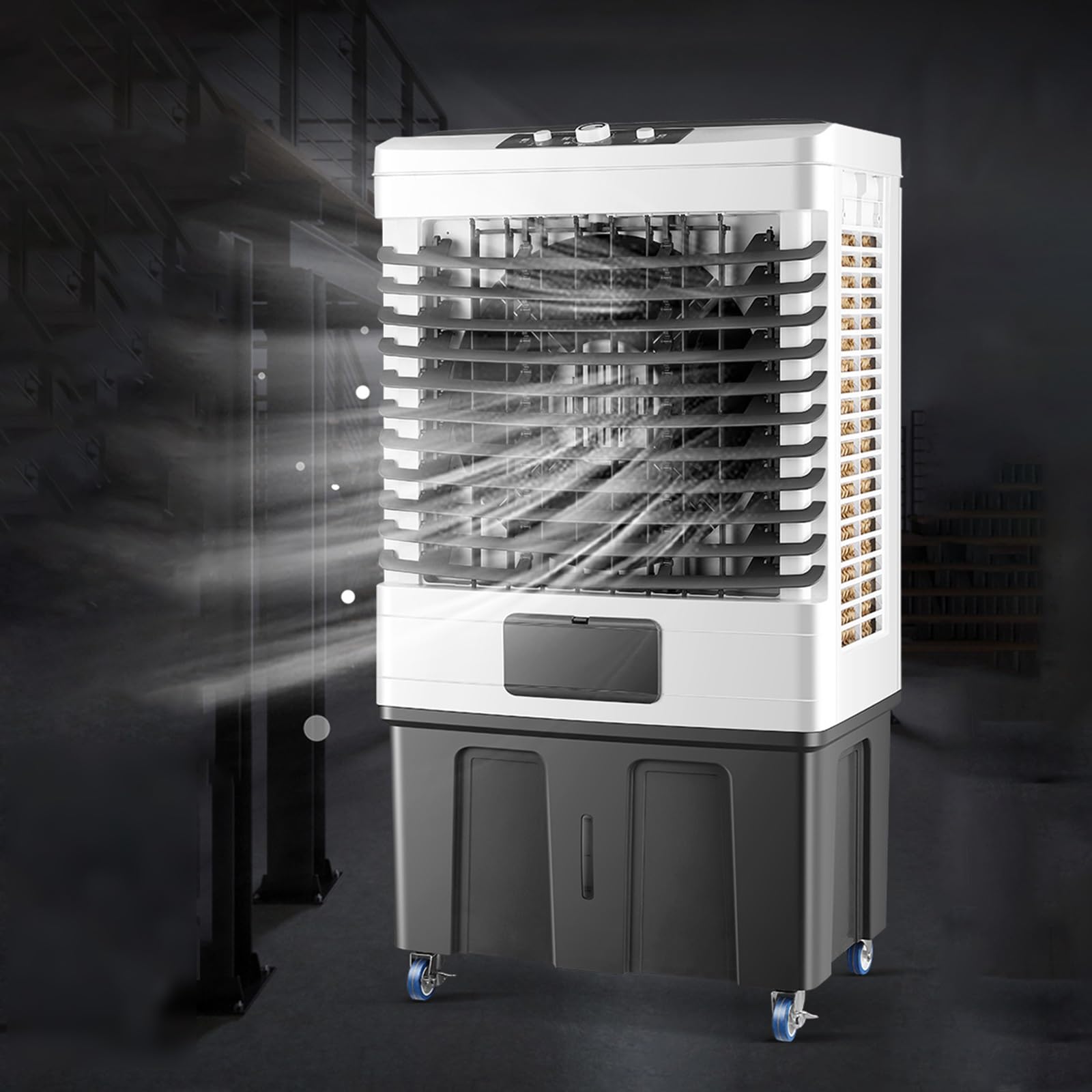 TIANQIHAO Portable Evaporative Air Cooler With 3 Speeds & 120° Oscillation, 100W Swamp Cooler For Indoor/Outdoor Spaces Up To 50㎡,82x41x29cm/32.3x16x11in