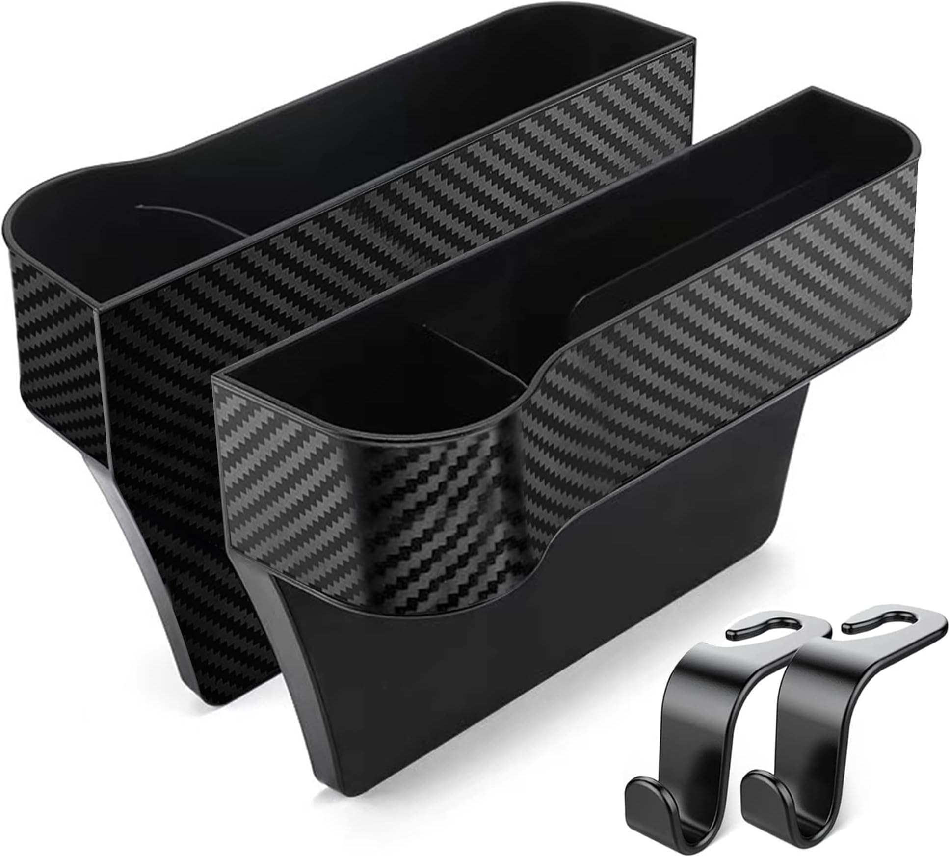 Goujfol Organizador Coche Asiento, Bolsa De Almacenamiento Para Huecos De Asiento De Coche, Universal Cosas Para El Coche, Pu Caja Para Auto Consola ( Negro