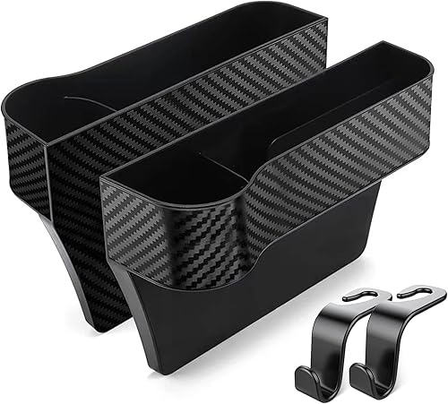 Nisstiiv Organizador de espacio para asiento de automóvil, caja de almacenamiento multifuncional con soporte para tazas, bolsas adicionales