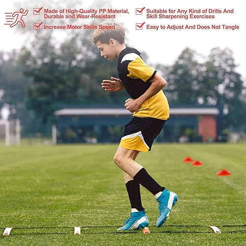 Miniatura 10 de POWER GUIDANCE Escalera de agilidad 20 pies para entrenamiento de agilidad de velocidad y ejercicio rápido de trabajo de pies con 12 peldaños de