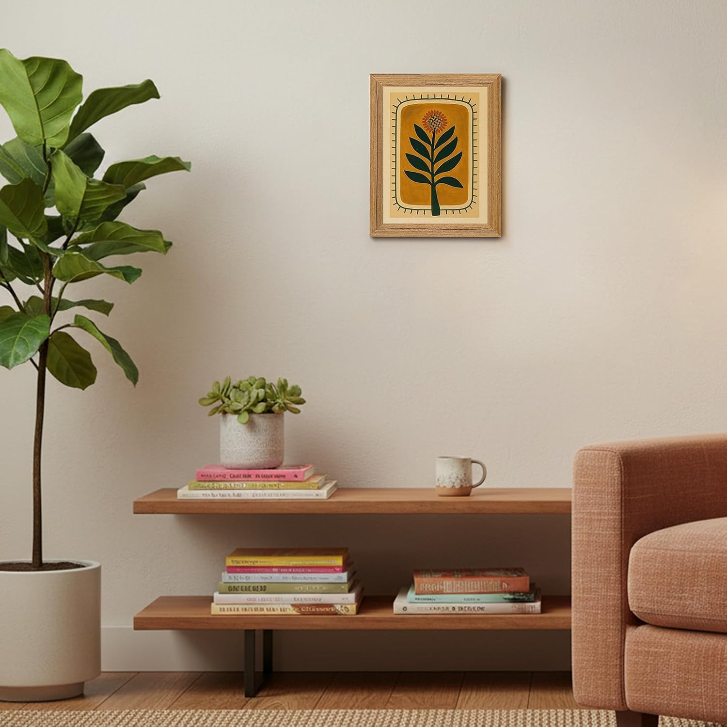 Framed Boho Floral Wall Art Sunflower Canvas Art Prints 8x10in image 4