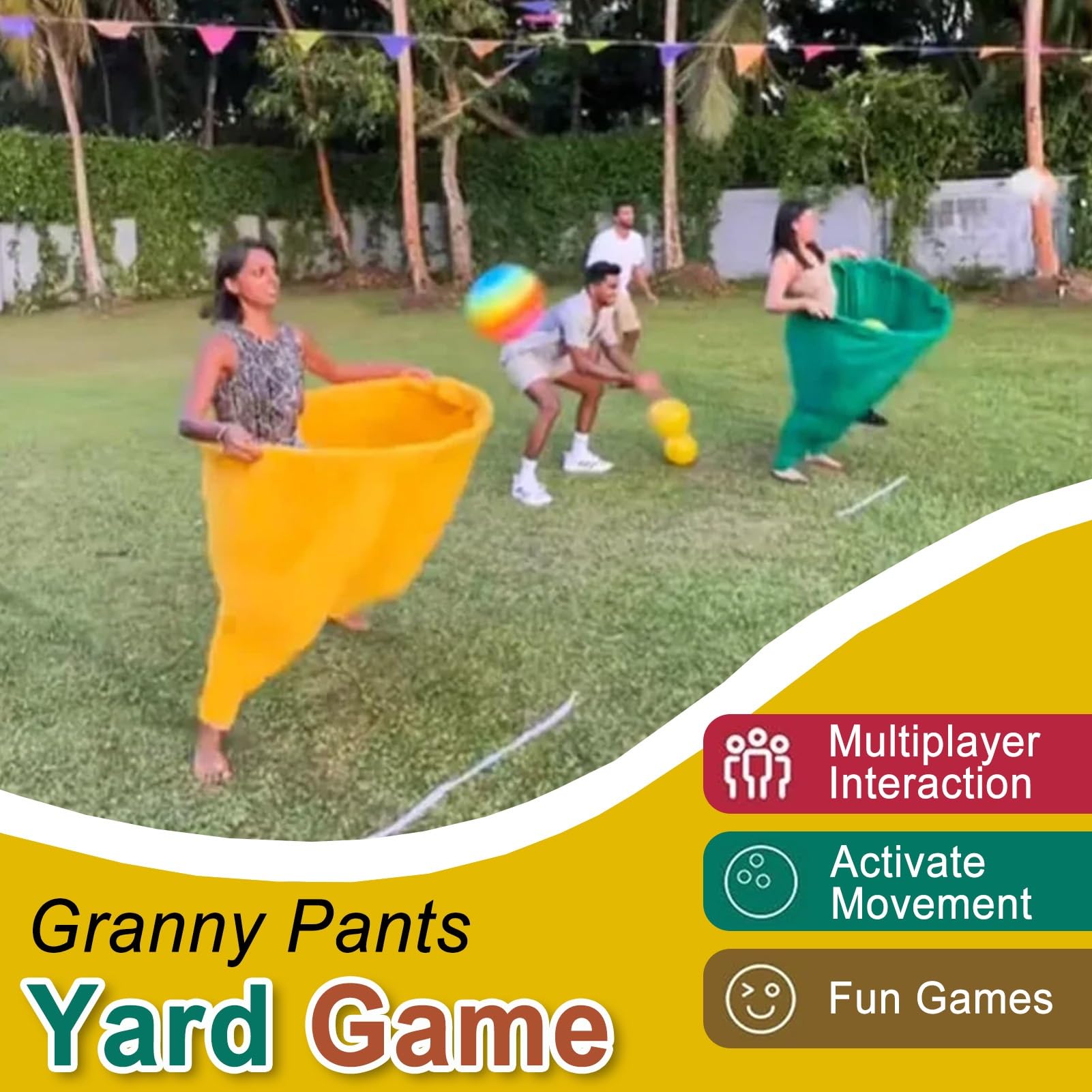 Oma-Hosen-Hofspiel Set, Oma Hosen Gartenspiel Granny Pants Yard Game Erwachsene Outdoor Spiel mit Hüpfbällen Lustige Partyspiele Team Relay Familientreffen Wurfspiele