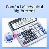 Vista 4 de M&G Calculadora de escritorio de 12 dígitos con pantalla LCD extra grande, doble alimentación solar y batería, calculadora contable con botón