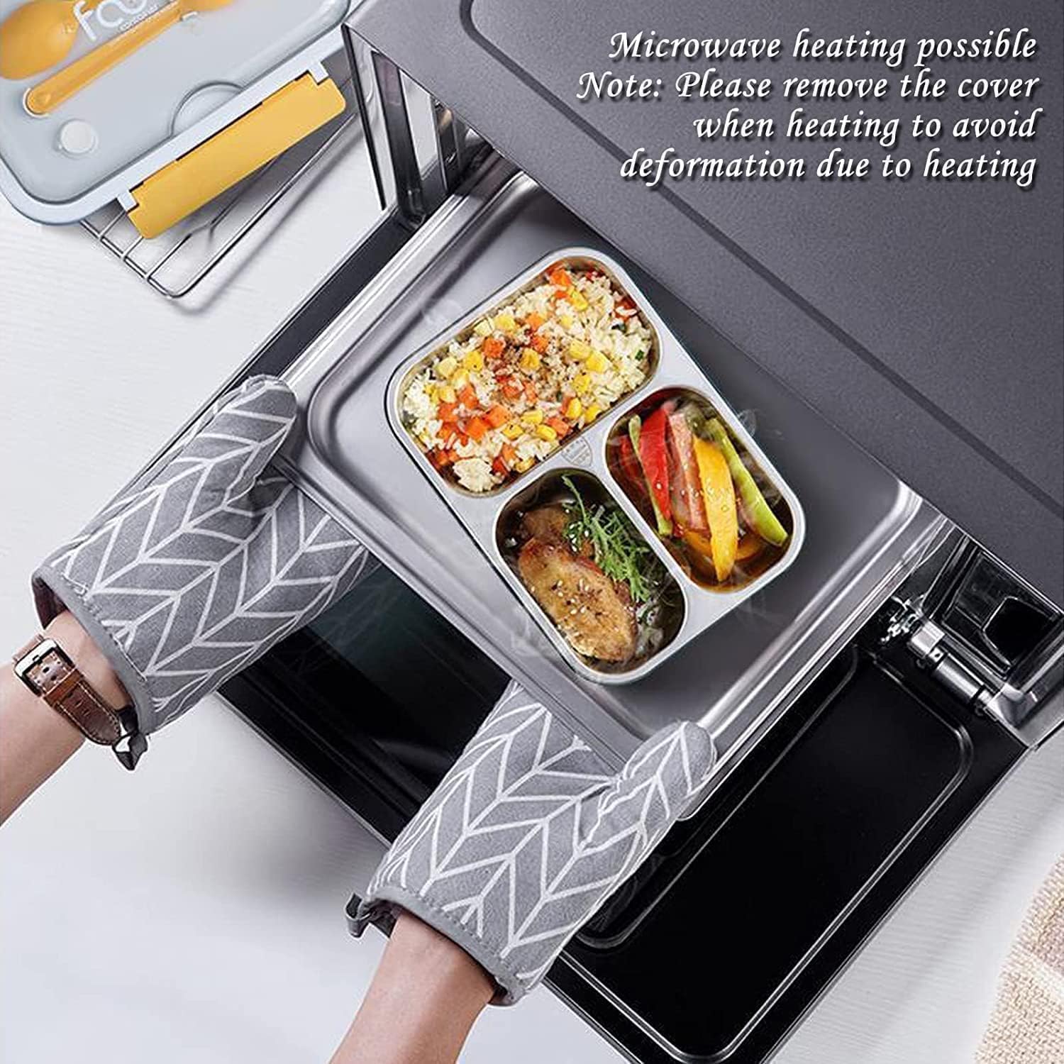 Stainless Steel Lunch Box - 3 Compartment Leakproof -6