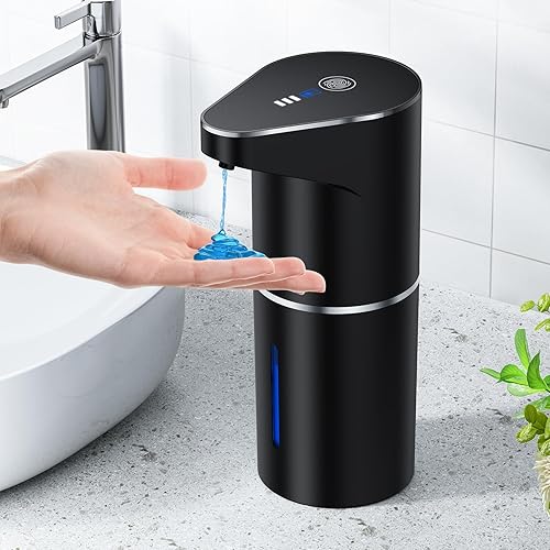 Dispensador automático de jabón, soporte de pared de mano sin contacto, recargable, 3 engranajes, dispensador de jabón eléctrico ajustable de 11.8