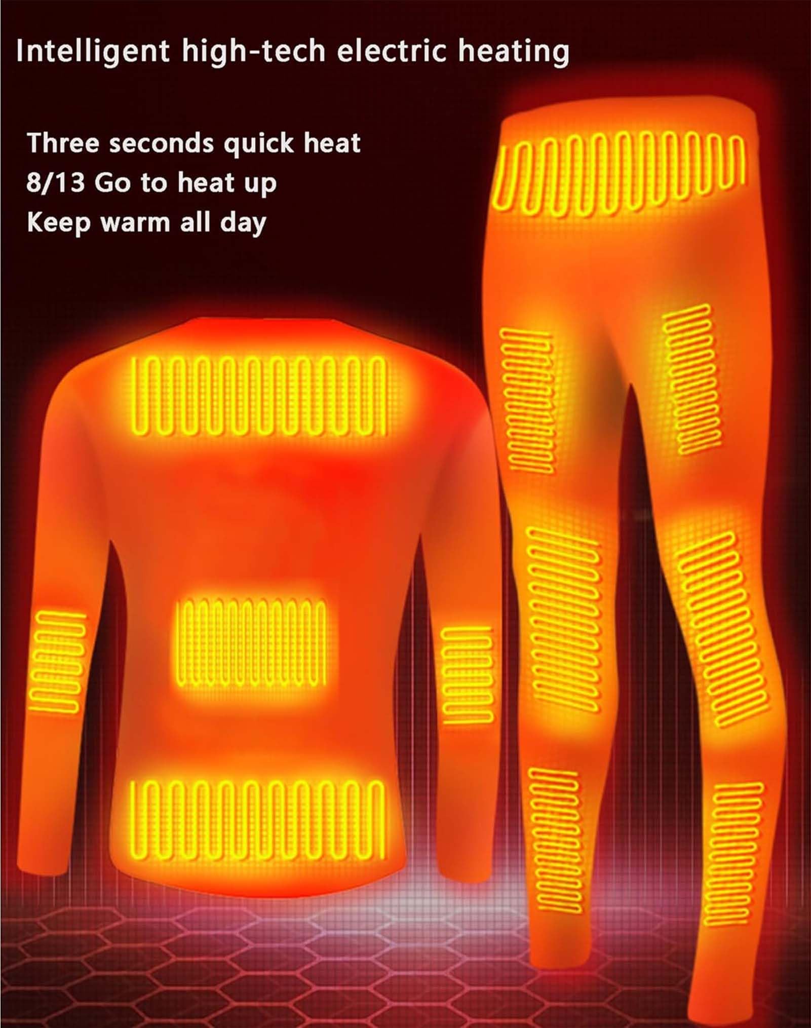 Ensembles De sous-Vêtements Thermiques Chauffants Contrôle du Programme APP 3 Réglages De Température Lavables Charge USB Chauffant sous Vetement Thermique pour l'hiver Unisexe,B,Pant