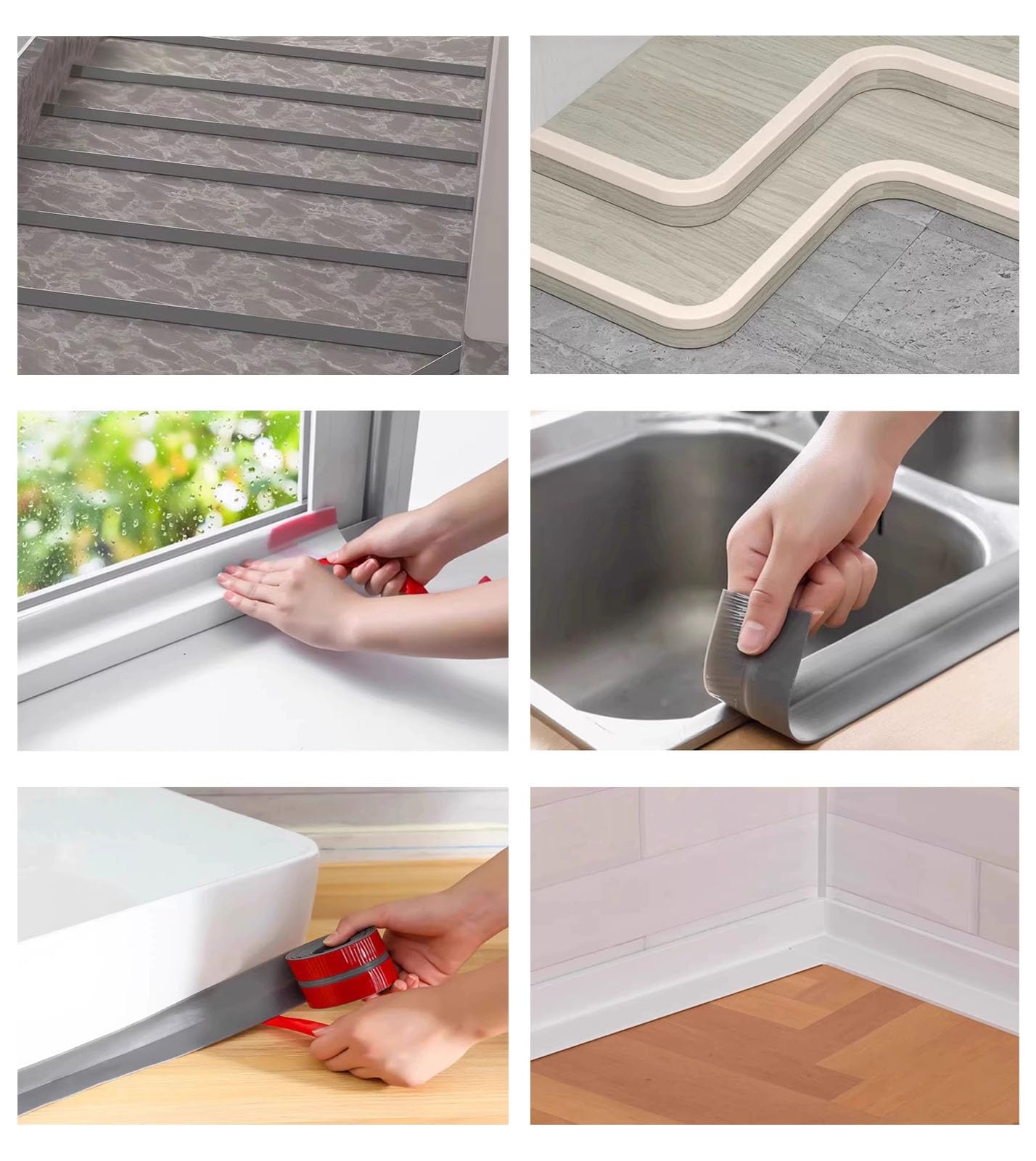 Perfil de Transición para Suelo Perfiles Autoadhesivos para Bordes de Escaleras, Bandas Flexibles de PVC para Peldaños, Protectores de Seguridad en Forma de L para Bordes