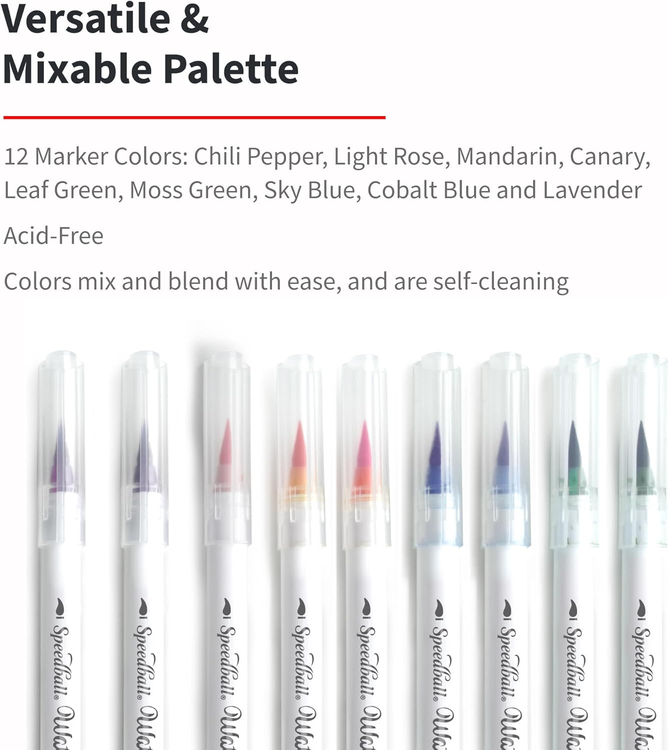 Speedball Hand-Lettering Brush Marker Set, 12-Piece