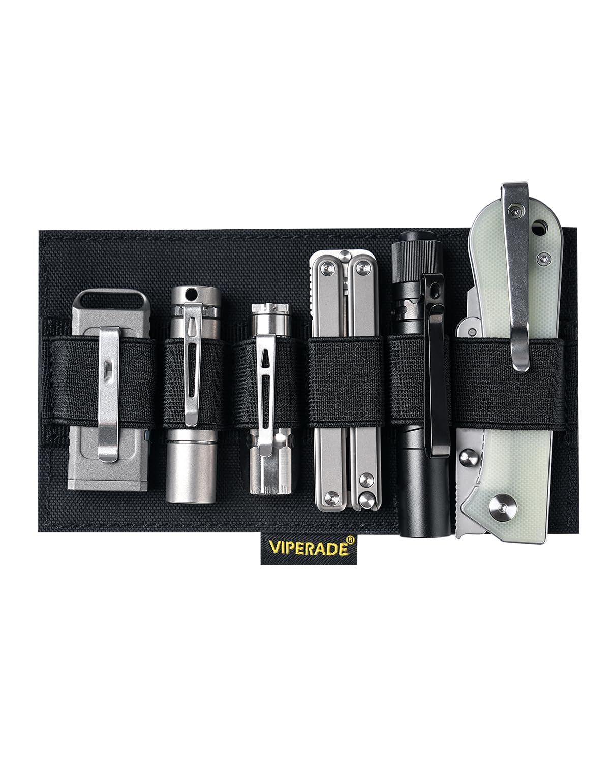 VIPERADE PL10 EDCオーガナイザー 弾性モジュラー EDCインサートポーチパネルフックバックアクセサリーホルダー 大型EDC弾性オーガナイザーホルダー ブラックパック/バッグ用 (PL10-B)