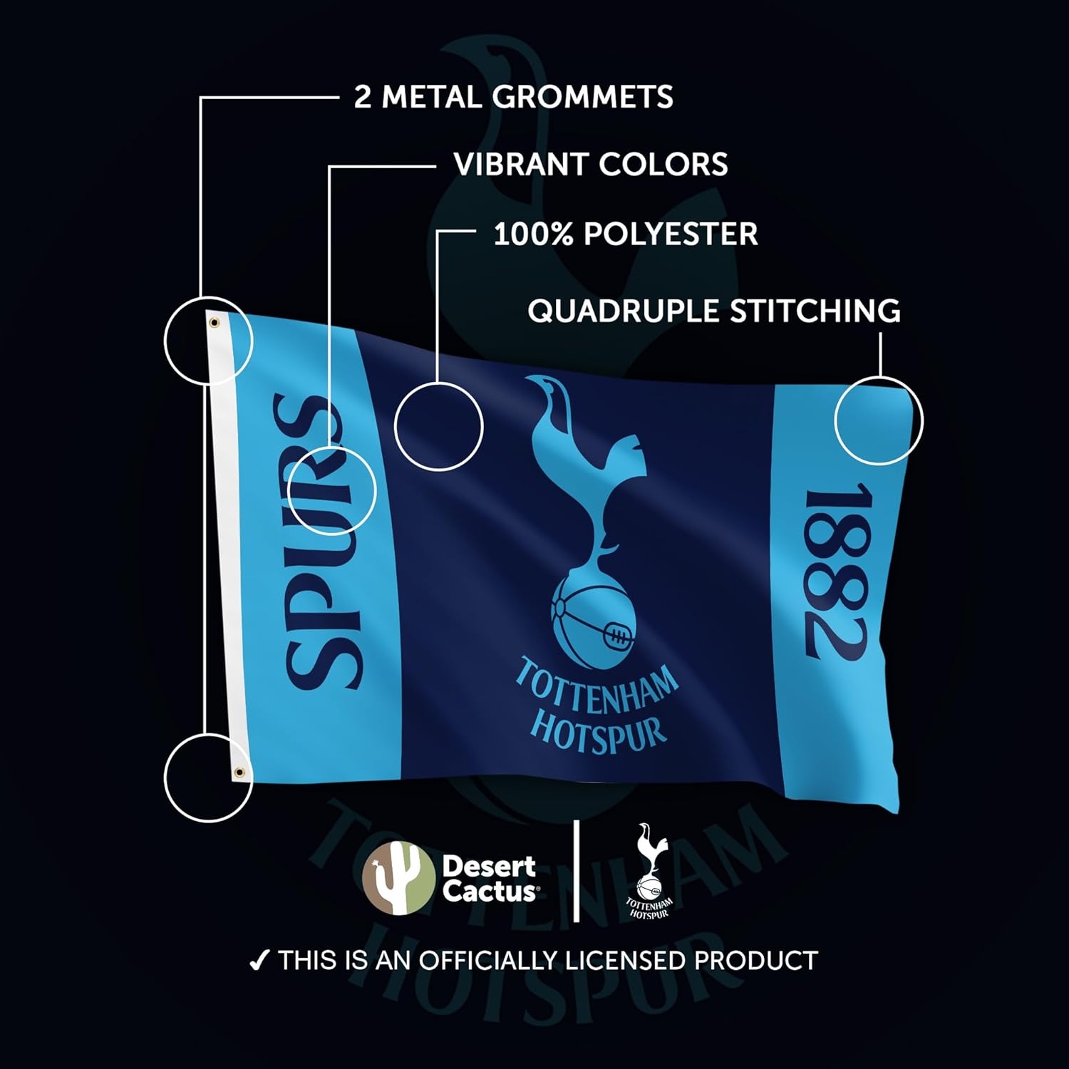 Desert Cactus Tottenham Hotspur Flag Football Soccer Spurs 100% Polyester Indoor Outdoor 3x5 feet Flags (Flag 4) - Image 4