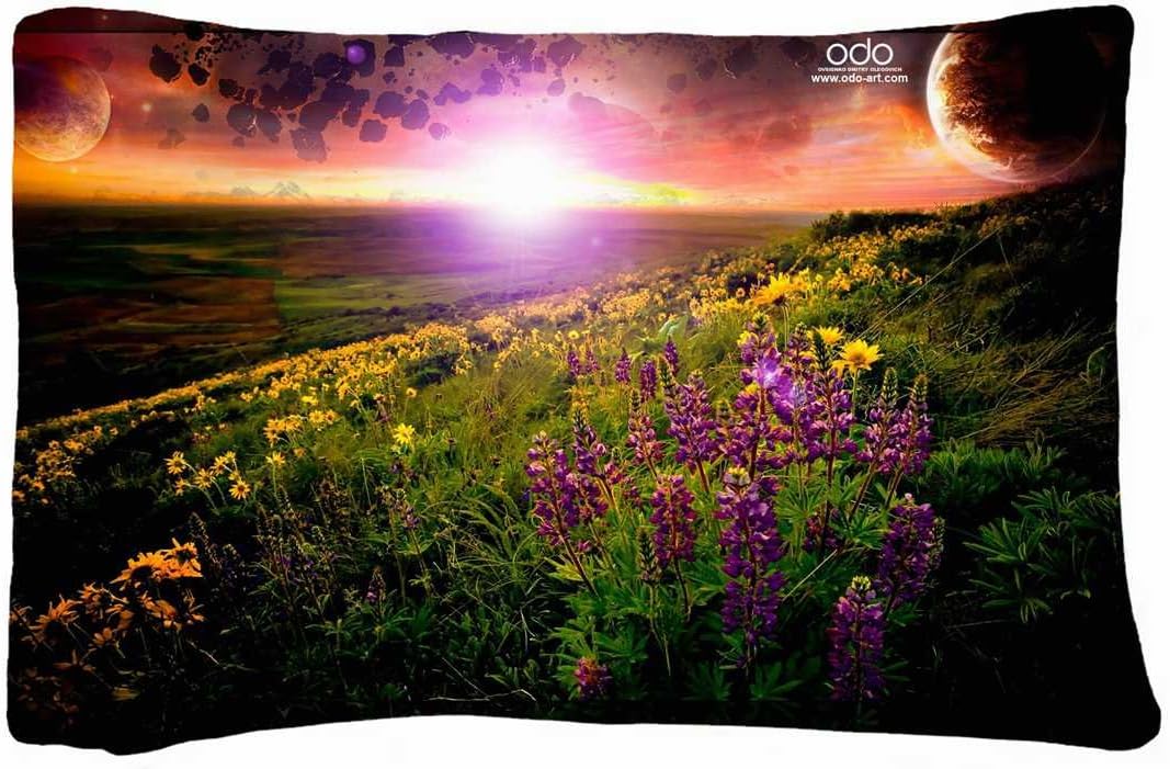 Microfiber Peach Standard Soft And Silky Decorative Pillow Case (20 26 Inch) - Nature Sunrise Sunset Sunset Sunrise Landscapes Sun Fields Photo Manipulation