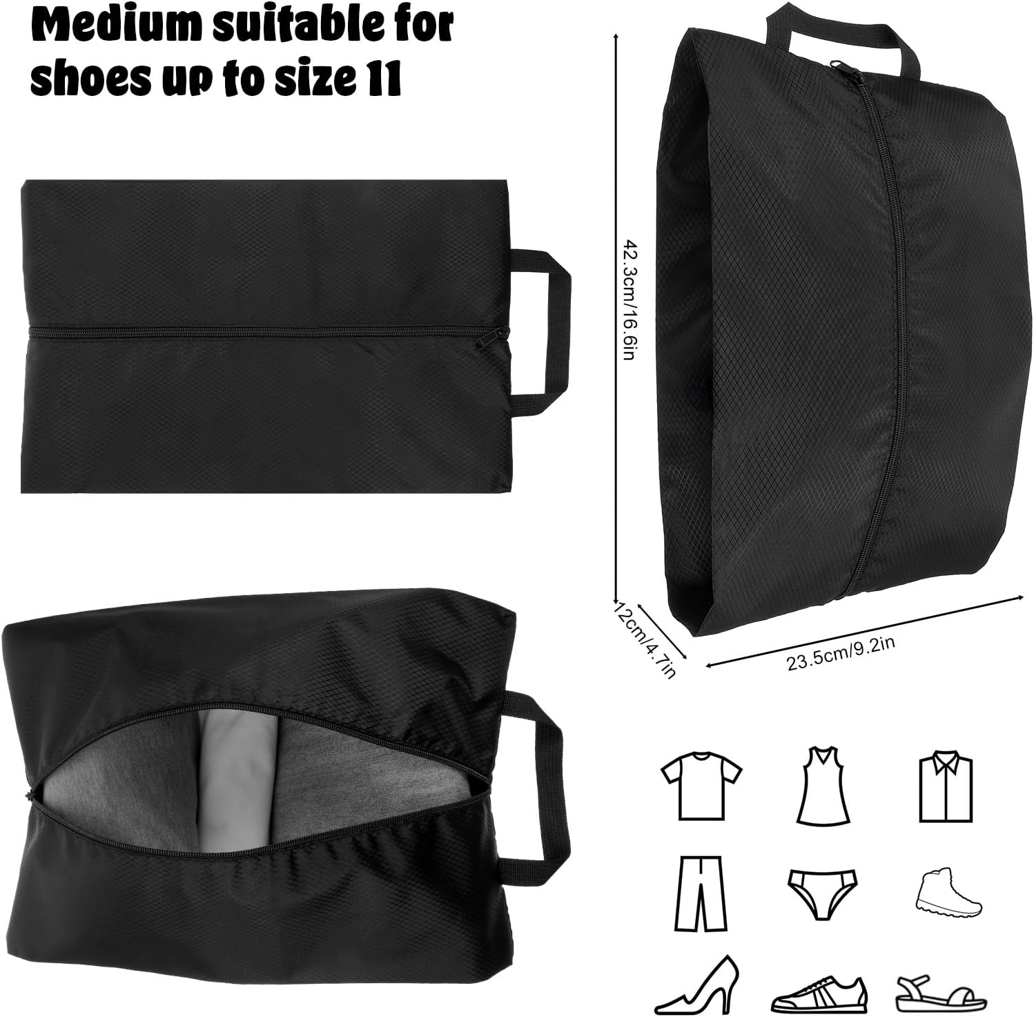 Shoe Bag Odor Smell Proof Shoe Bags Water-Resistant Travel Friendly Shoes Bag with Zipper Absorbing Foldable Water-Resistant Shoes Pouch for Men Women Gym Spikes Golf Baseball - Image 2