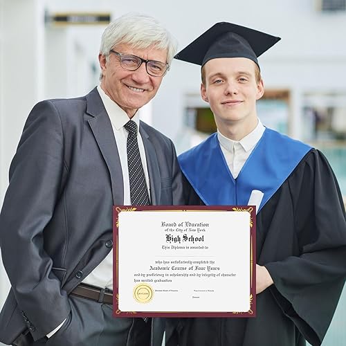 Miniatura 10 de 50 unidades de un solo lado para certificado de premio con borde de lámina dorada para certificados de 8.5 x 11 pulgadas, documentos, cartulina,