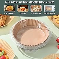 Vista 5 de 100PCS-6.9" Freidora de aire desechables Forros de papel redondo Tazón, papel pergamino desechable para freidora de aire
