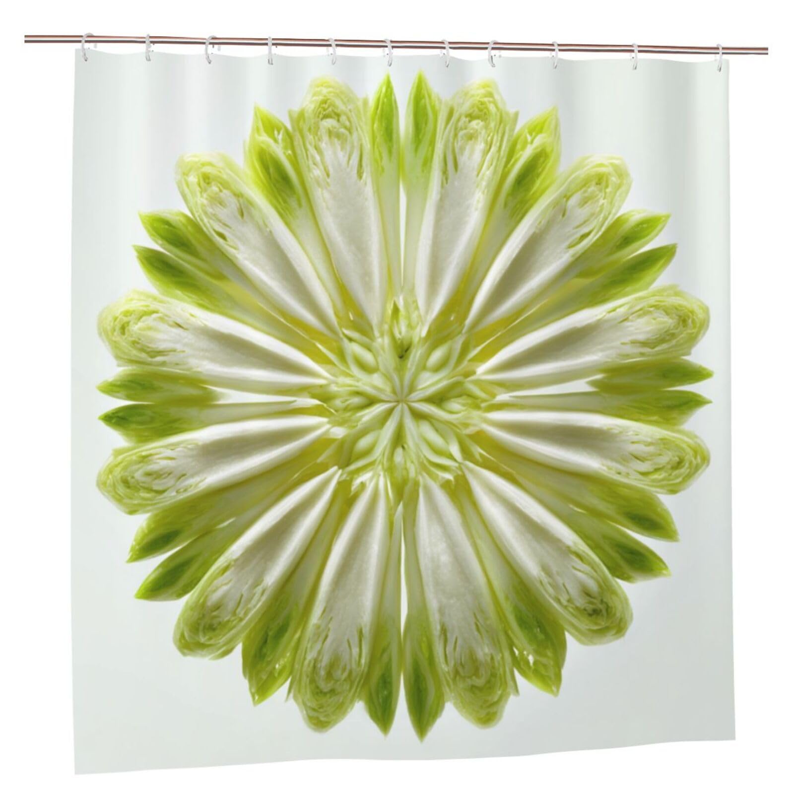 Oudrspo Vegetable Mandala Shower Curtain Bathroom Waterproof Washable Bathtubs Polyester Curtains with 12 Hooks 72x72 Inches