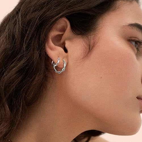 Miniatura 2 de Senteria Small Gold Hoop Earrings for Women 3 Pairs 925 Sterling Silver 14K Gold Plated Small Huggie Hoop Earrings Set for Girls (13mm 15mm 20mm)