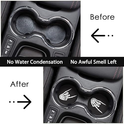 Miniatura 4 de Britimes Posavasos absorbentes para automóvil, paquete de 2 unidades, para portavasos de cerámica, piedra de cerámica de 2.56 pulgadas y base de