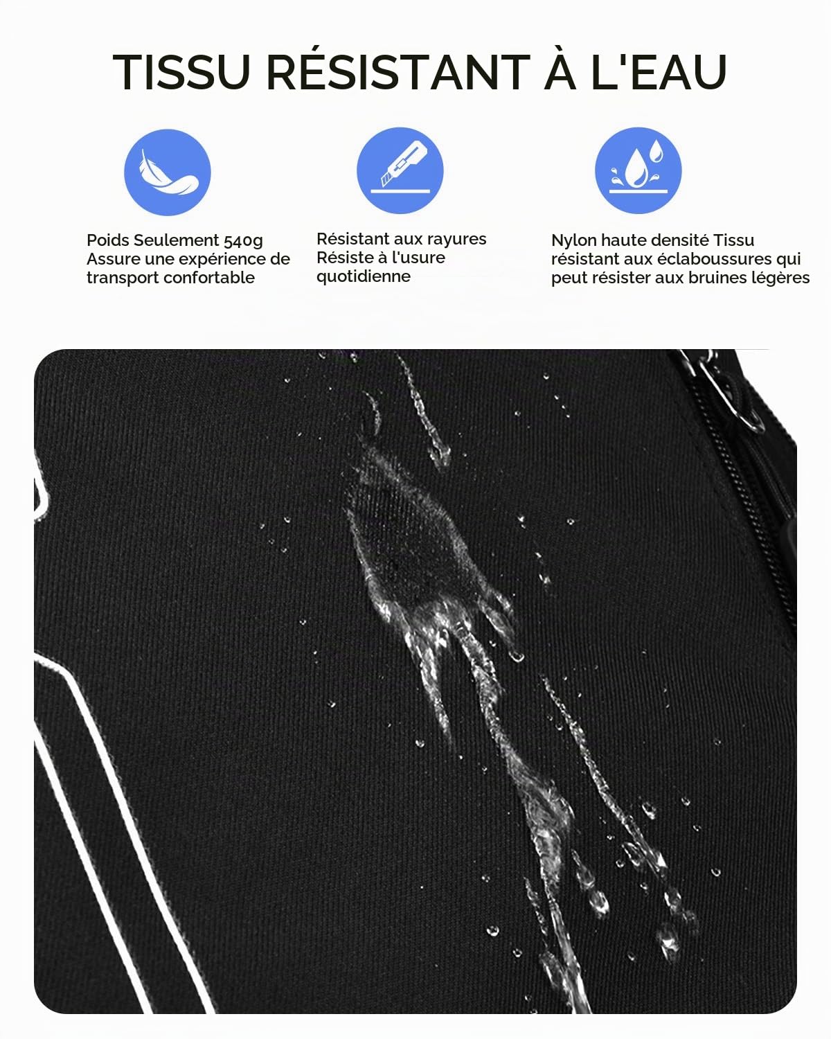 Amythe Cartable École Ados Garçons 10 à 18 ans Imperméable Lycée 28 L, Noir