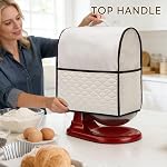 Yarwo Stand Mixer Cover Compatible with Kitchenaid 5.5/6/7 Quart Bowl-Lift, Mixer Dust Cover with Aluminum Lining and Top Handle for Kitchen Accessories and Attachments, Beige