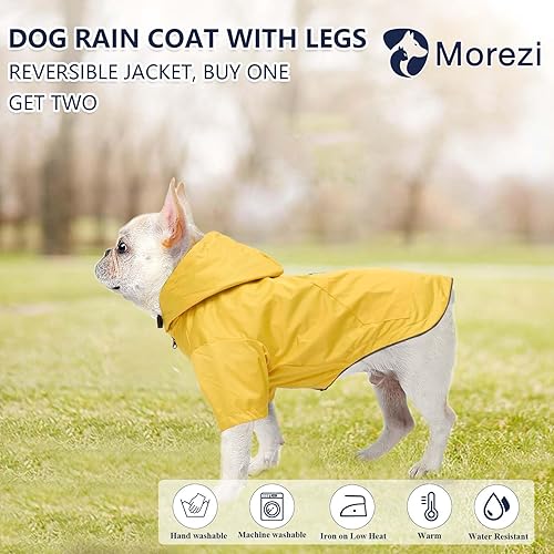 Miniatura 2 de Impermeable para perro, chaqueta impermeable para cachorros, con patas y capucha para perros pequeños y medianos, poncho reversible con cremallera