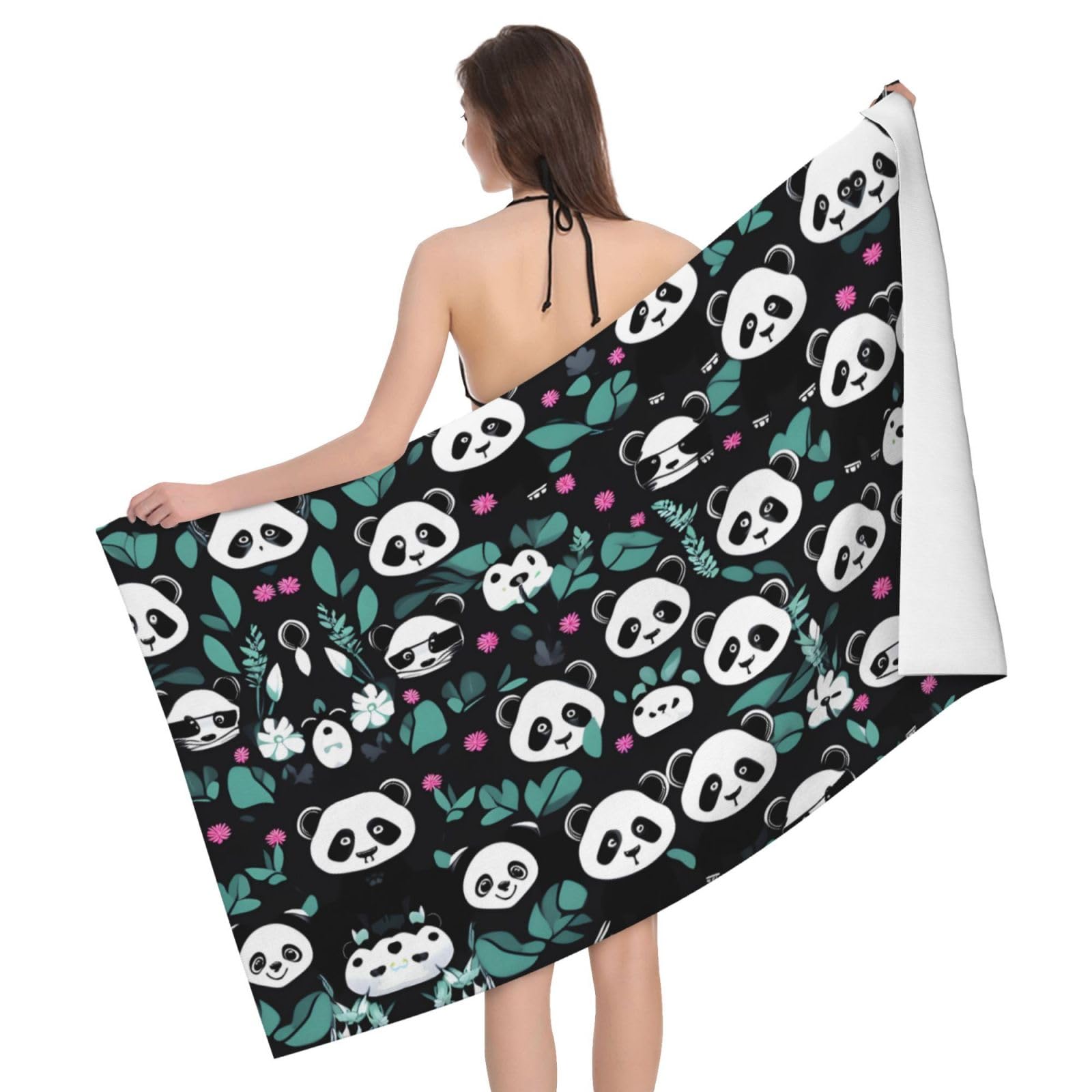 BLWSLC Panda Cute face Printed Beach Towels Absorbent Bathroom Bath Towels Suitable for Bathroom and Outdoor Travel