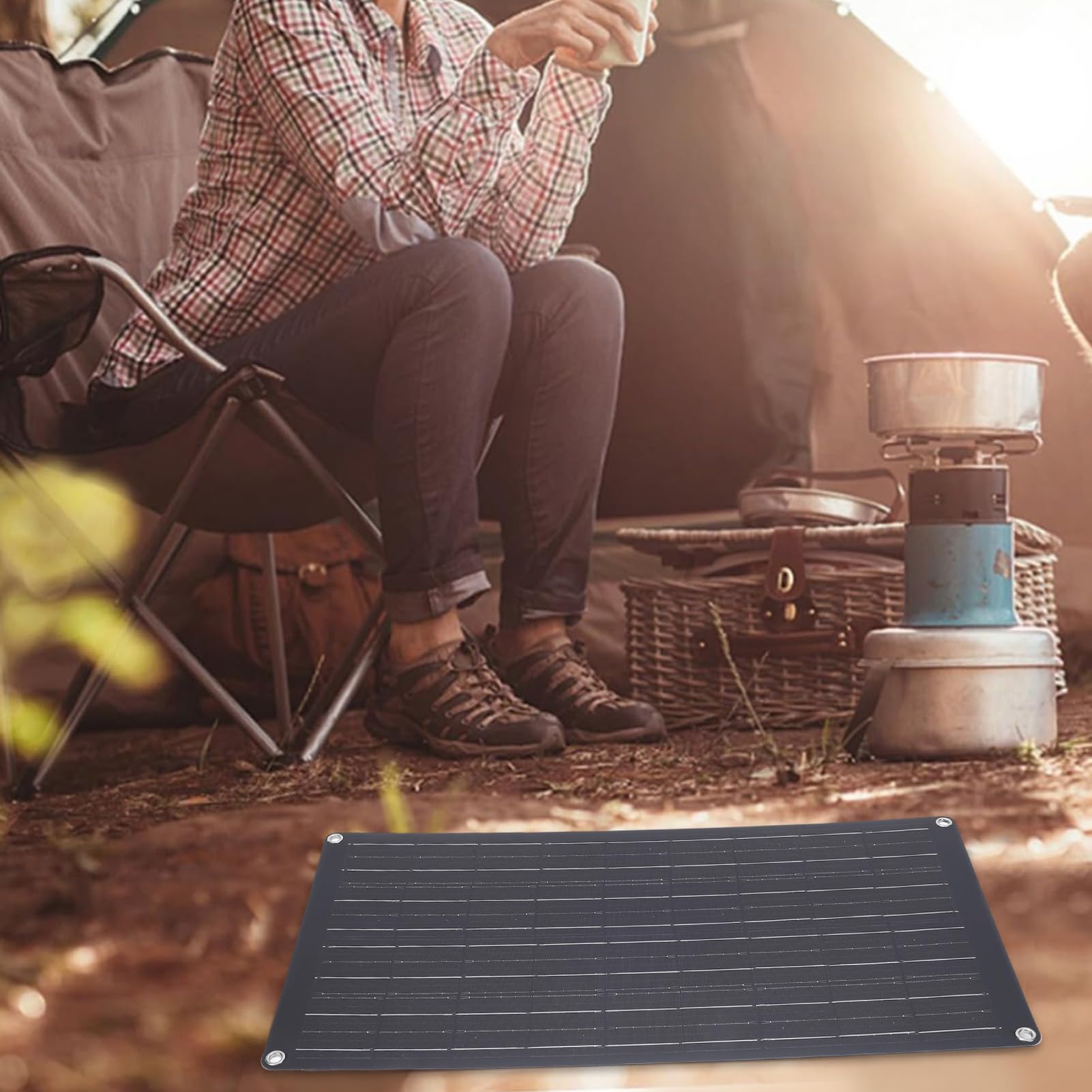 Generic Cargador de Batería Solar, Kit de Panel Solar Fotovoltaico Portátil de Carga Rápida de 25 W, Cargador de Batería Conveniente de Alta Eficiencia para Automóvil, Camping, Emergencia y Automoción