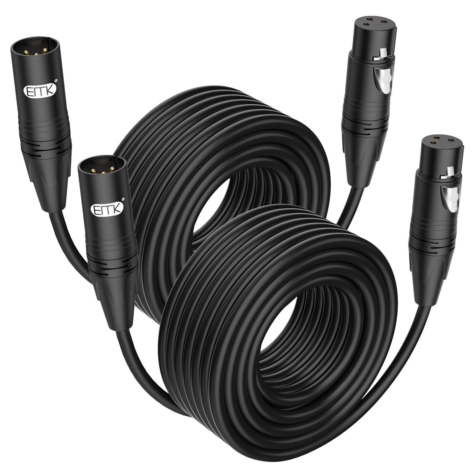 EMK Cable XLR de 25 pies/8 m (2 piezas) - Cable de micrófono equilibrado macho a hembra, cable de audio profesional de 3 pines - Cobre libre de oxígeno (OFC) para estudio, mezclador, amplificador