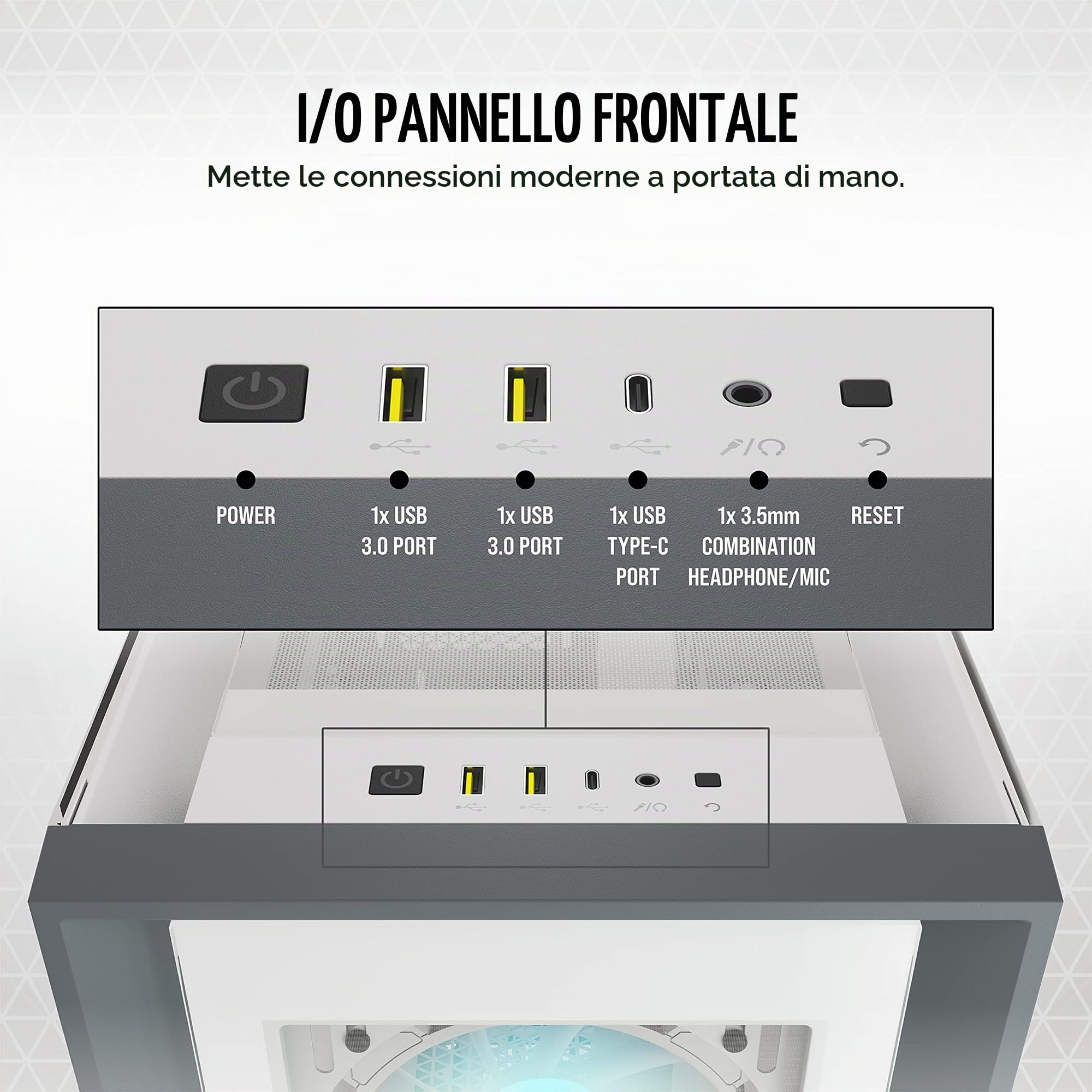 Corsair iCUE 5000X RGB Case per PC Intelligente ATX Mid-Tower con Vetro Temperato (Quattro Pannelli in Vetro Temperato, Sistema di Gestione dei Cavi RapidRoute, Tre Ventole da 120 mm Incluse) Bianco