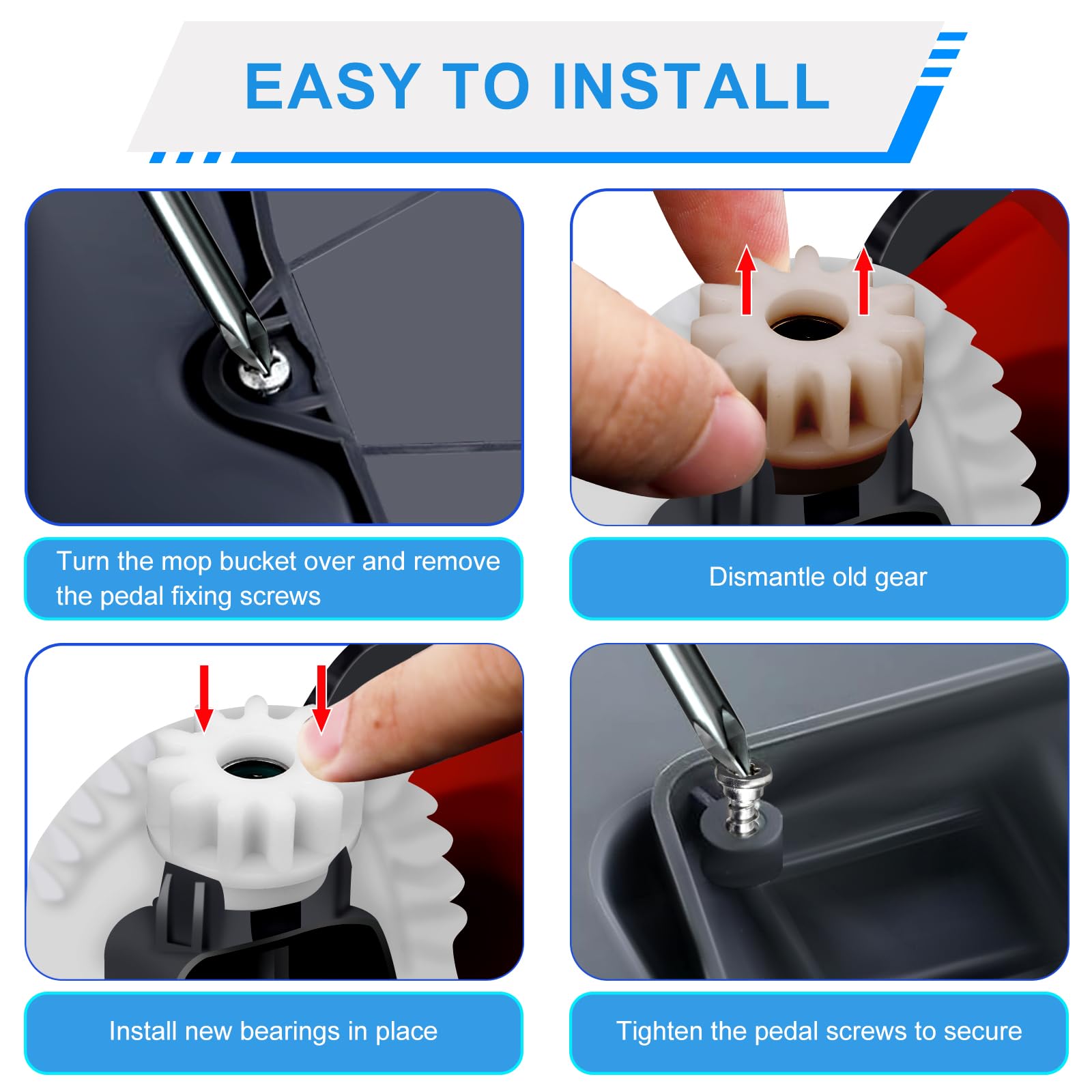 4 Pièces Accessoires Roulements à Pédale Pour O-Cedar/Vileda Easywring RinseClean, Roulements à