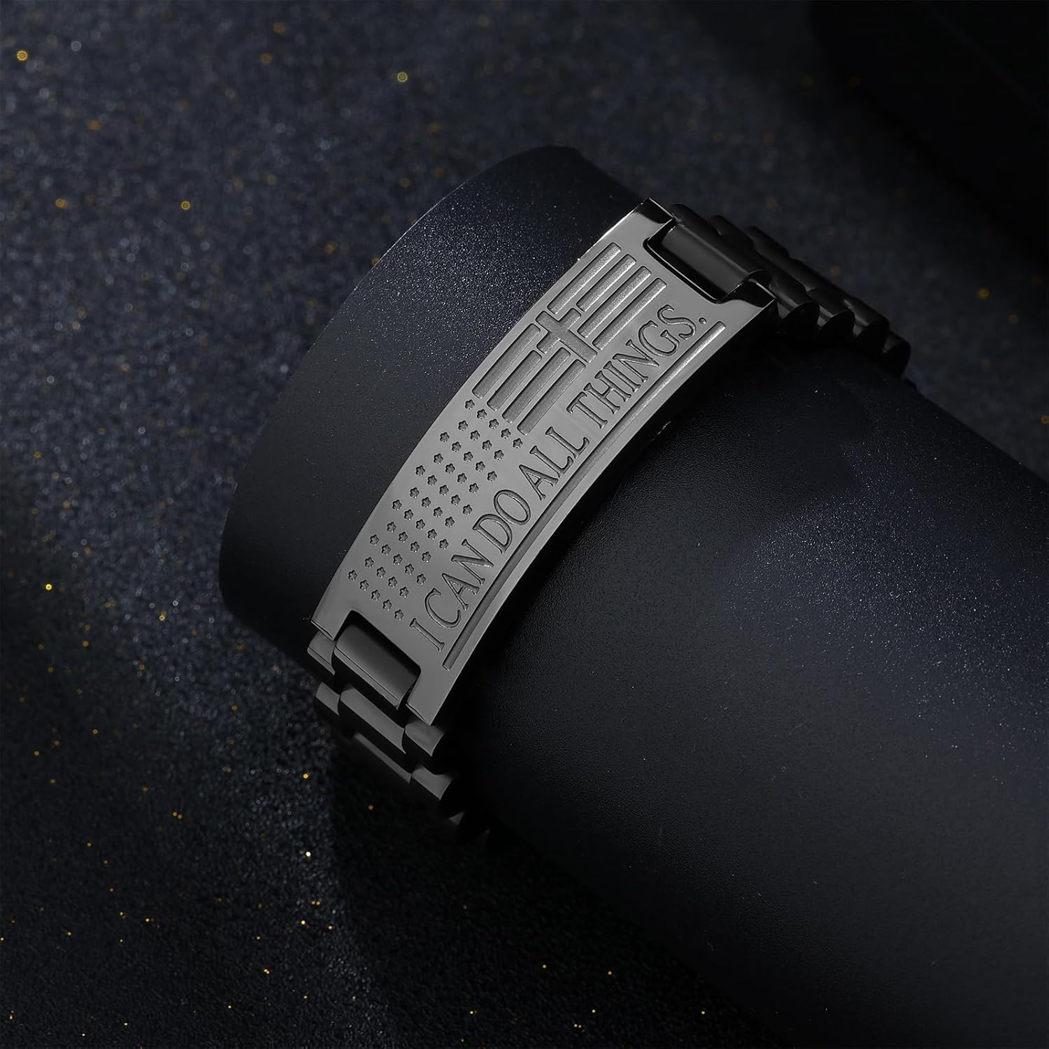 American Flag Bible Verse Bracelet for Men Cross Inspired Christian Stainless Steel Straps Watch Band Adjustable Link Cross Bracelet Faith Christian Religious Jewelry Gifts Christmas Valentine - Image 7