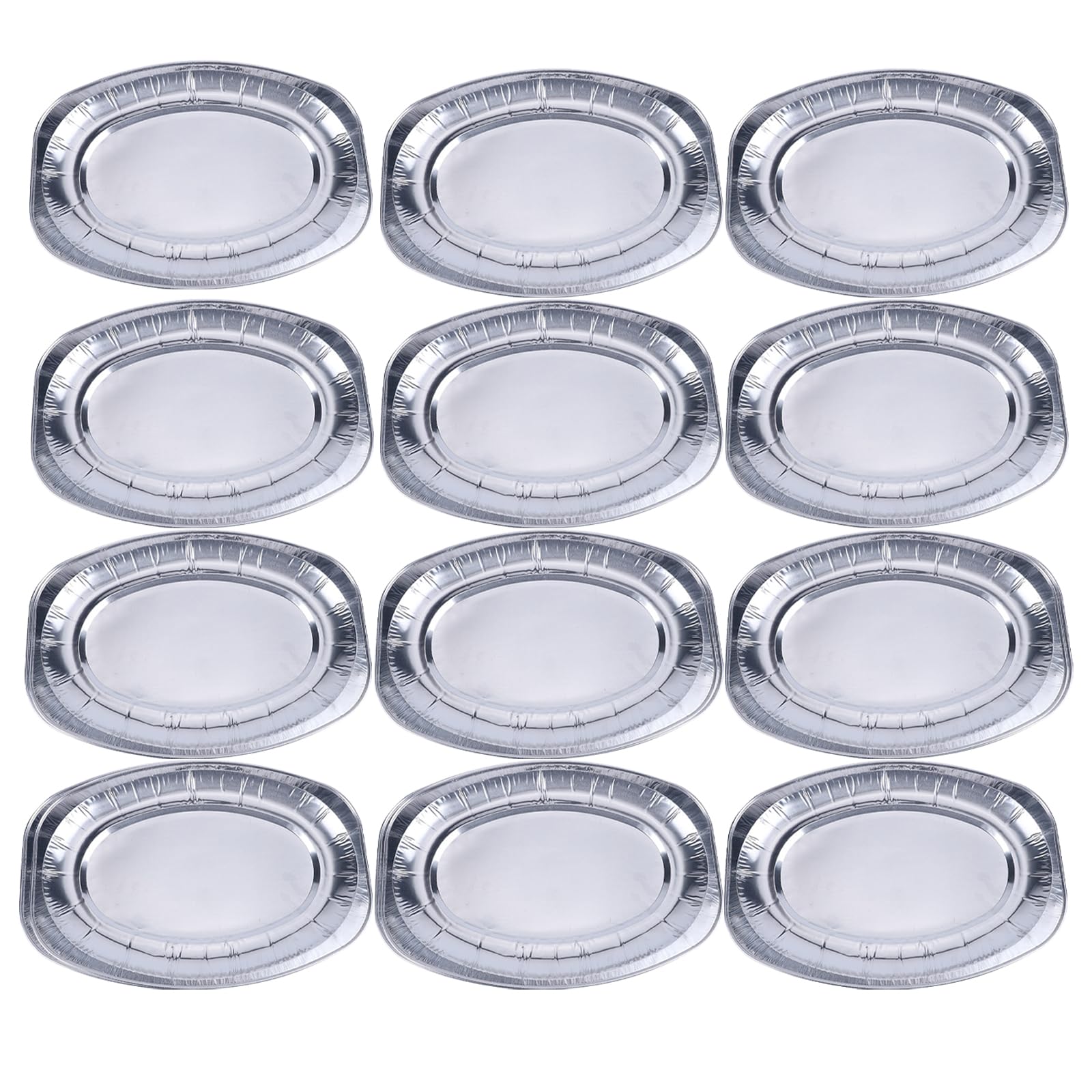 12 Stück Alu Servierplatten, Aluminiumfolie Platter Serviertabletts, Ovale Zinnfolienplatten, Einwegmahlzeiten Aus Aluminiumfolie, Folienschalen für Party, Grillpfannen Aus Aluminium