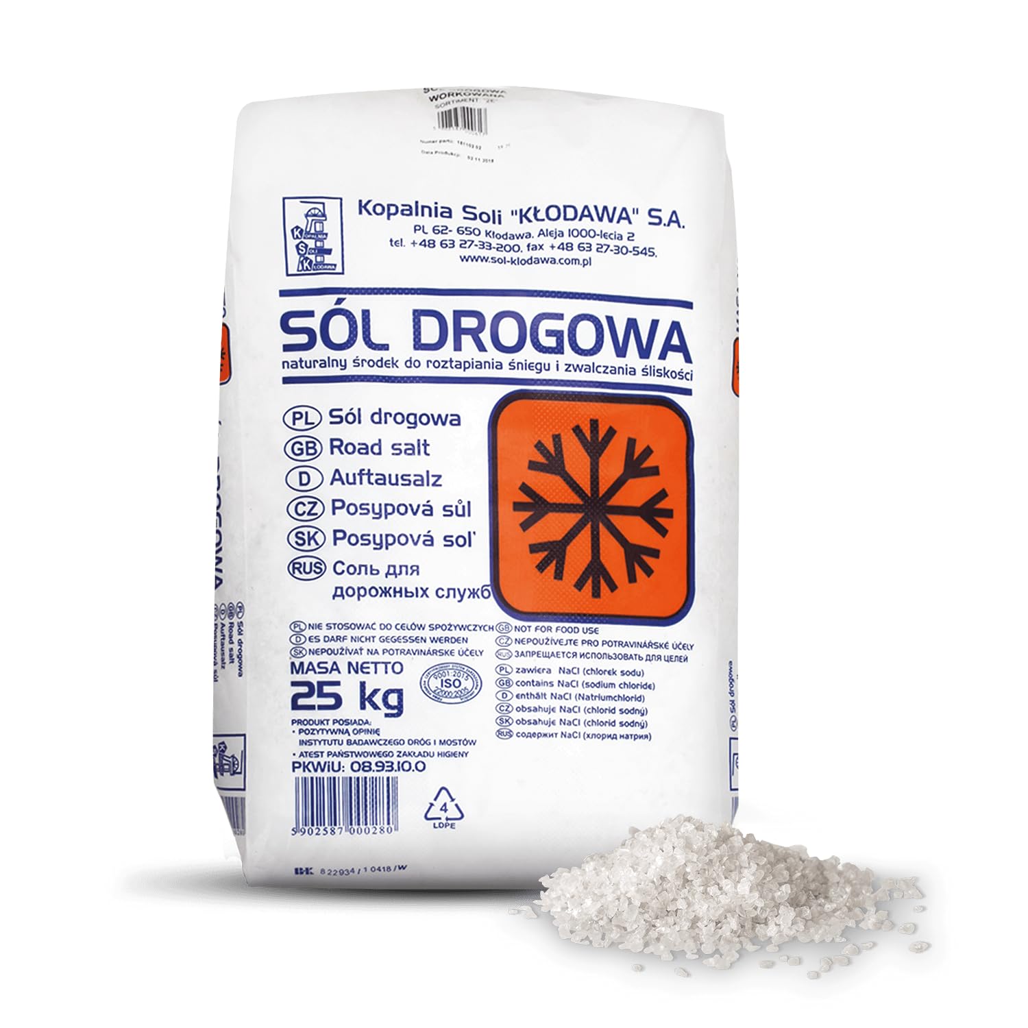 PALIGO Sel Décongélation Sel Route Sel tausalz Pierre Sel Sel d'hiver d'écartement Sel Granulés moyens de rosée Sel 25 kg x 12 Sac de 300 kg/1 Palette